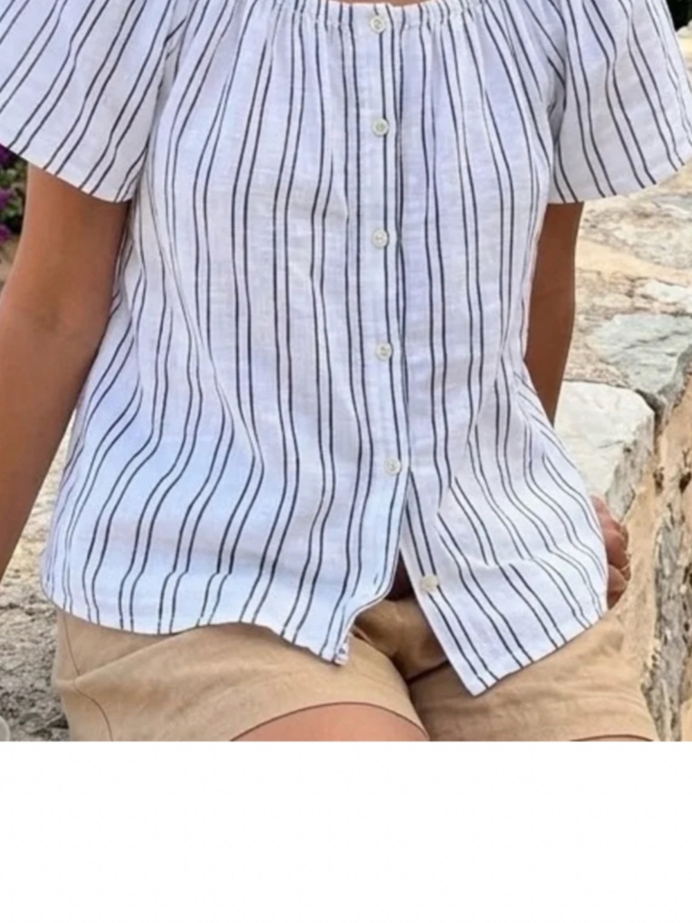 Linen striped Button down top - Picture 7 of 7